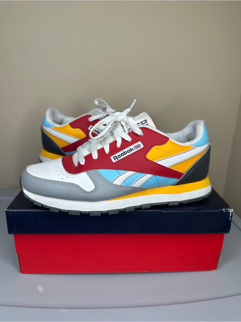 Reebok Kids Multicolor Retro Sneakers in Red, Yellow, Blue, Gray